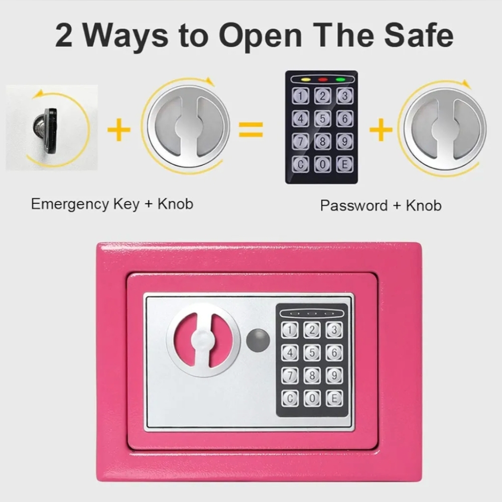 🔐 Pink Mini Safe w Keypad + Keys - Picture 3 of 6